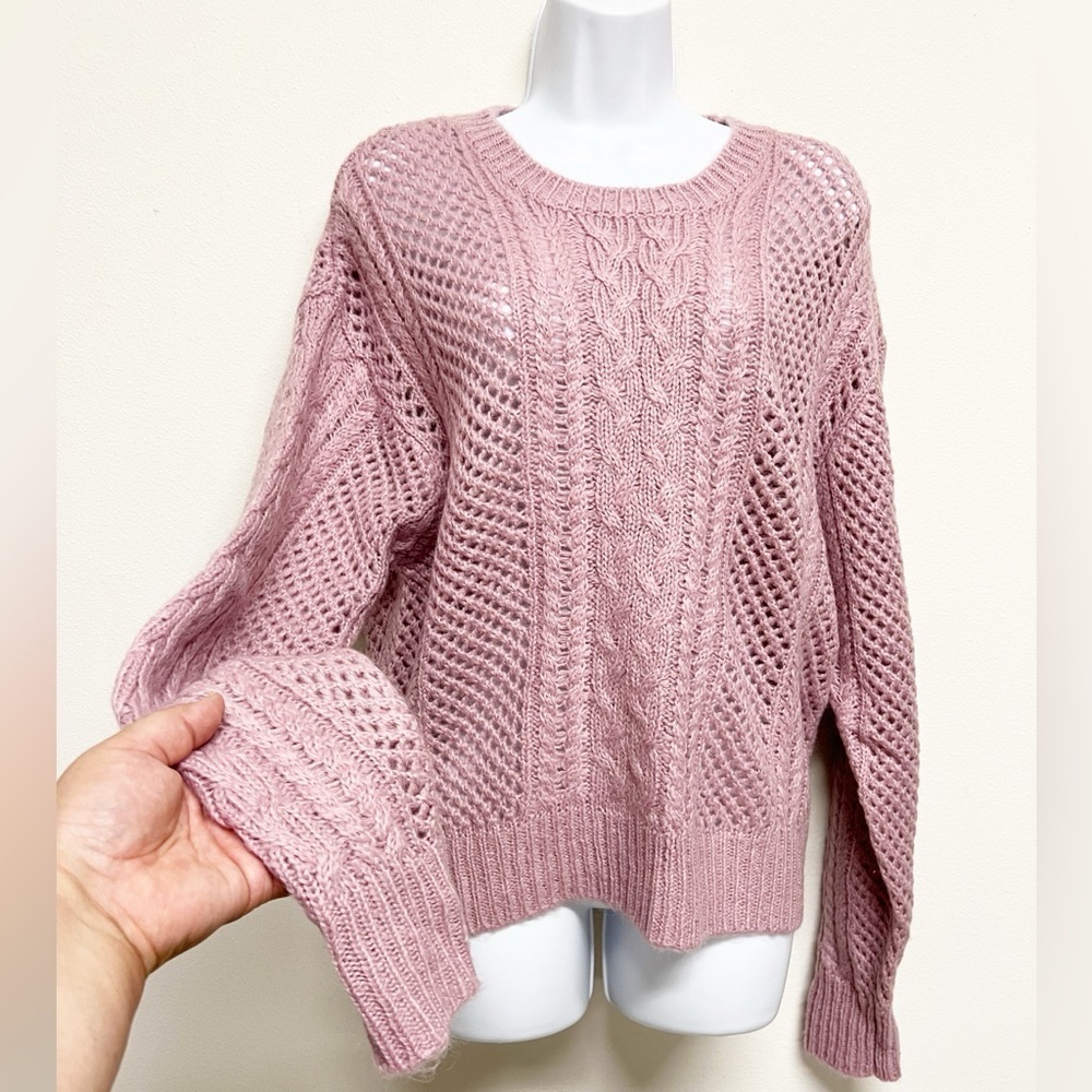 John + Jenn Womens Chunky Knit English Rose Cable Knit Pull Over Sweater Size S - Picture 2 of 10
